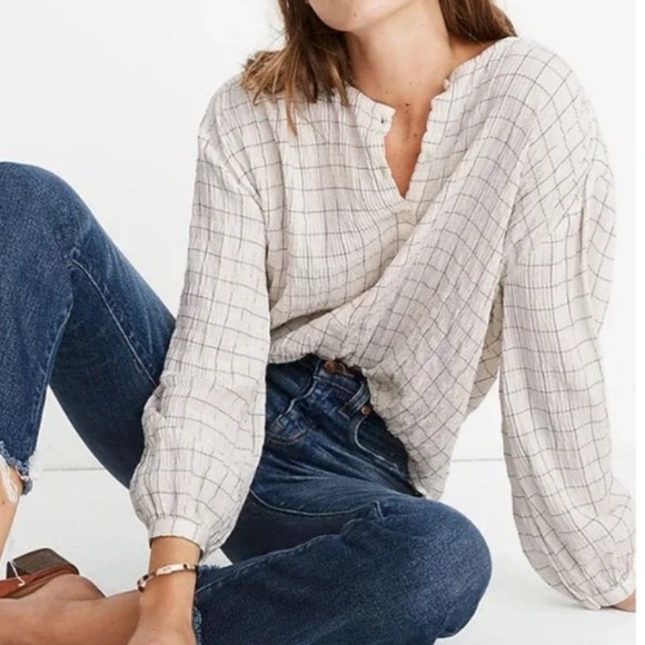 Madewell Tops - MADEWELL Women's Meadow
Shirt Windowpane Boho Top Blouse